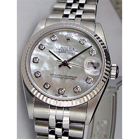 beautiful rolex white mother of pearll dial beautiful|Rolex lady Datejust watch.